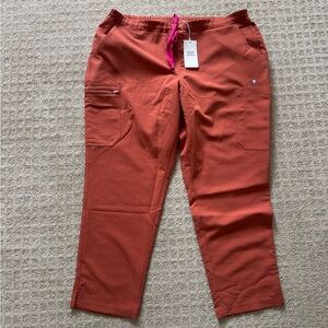 NWT FIGS women’s burnt orange neon drawstring medical scrubs pants size XXL